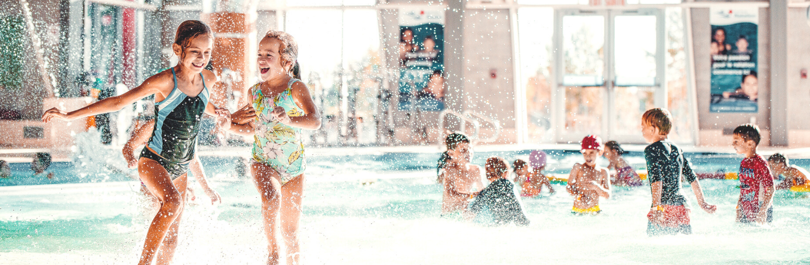 Kids playing in the recreational pool