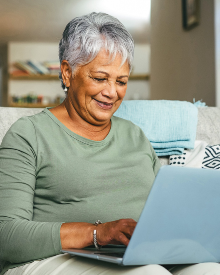 Woman doing research on a laptop