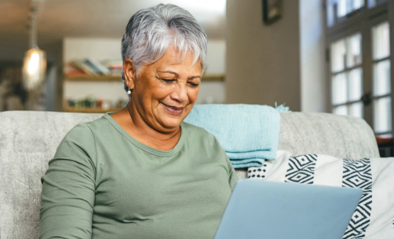 Woman doing research on a laptop