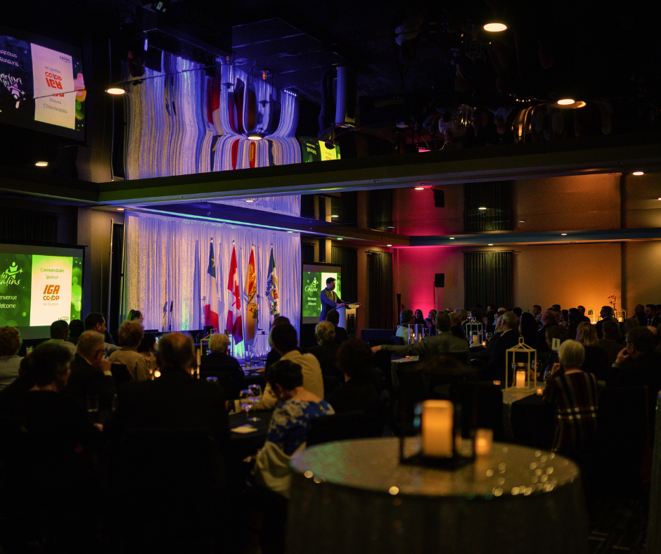 Bal room with guests seated at tables